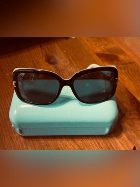 Tiffany & Co. TF4047B Designer Tiffany Blue & Black Rectangular Sunglasses